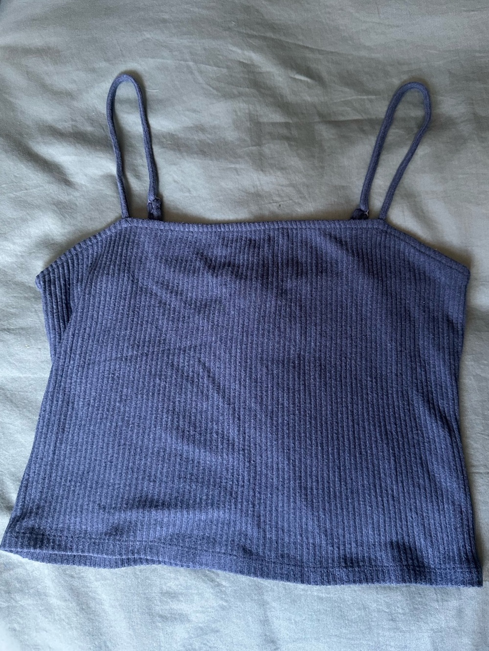 Express Ribbed Navy Blue Cropped Spaghetti Strap Cami Medium